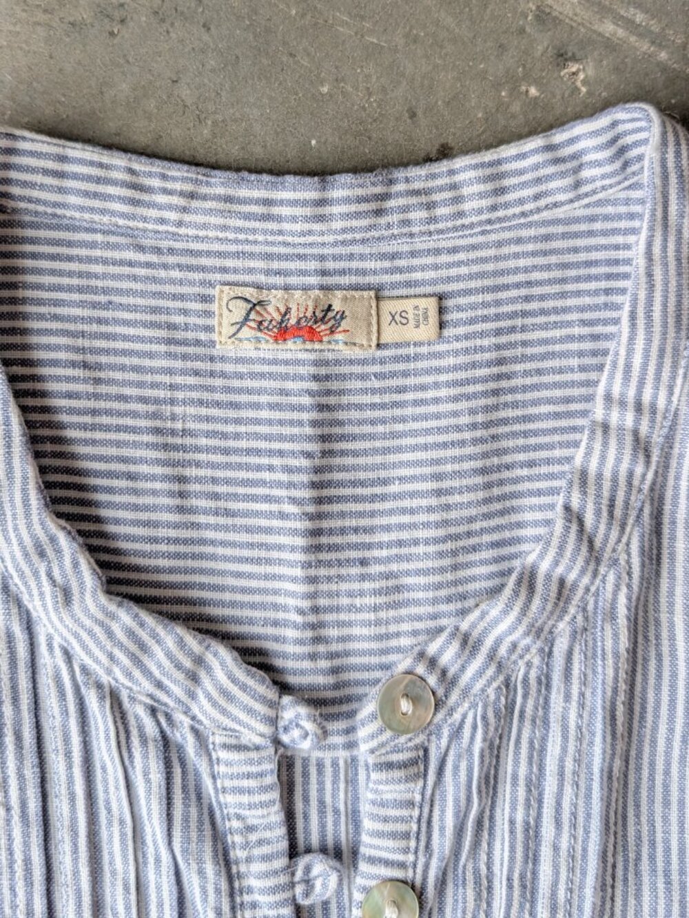 Faherty Isha Blue Stripe Linen Sleeveless Shift Mini Dress Summer Sundress XS - Picture 6 of 8